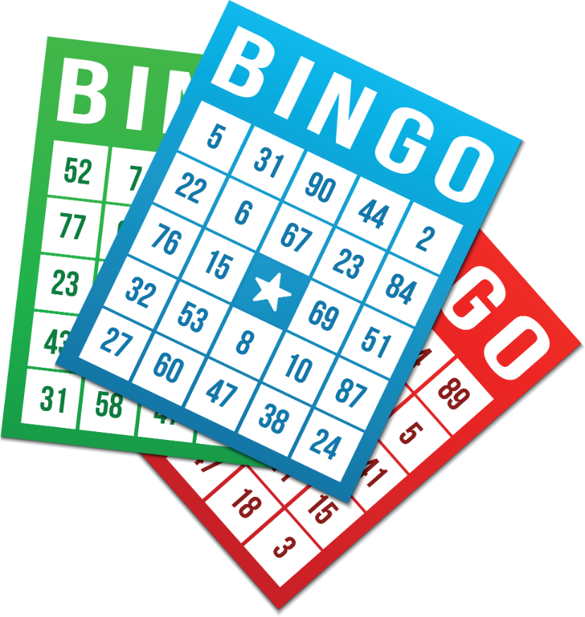 Grønn, blå og rød bingokupong